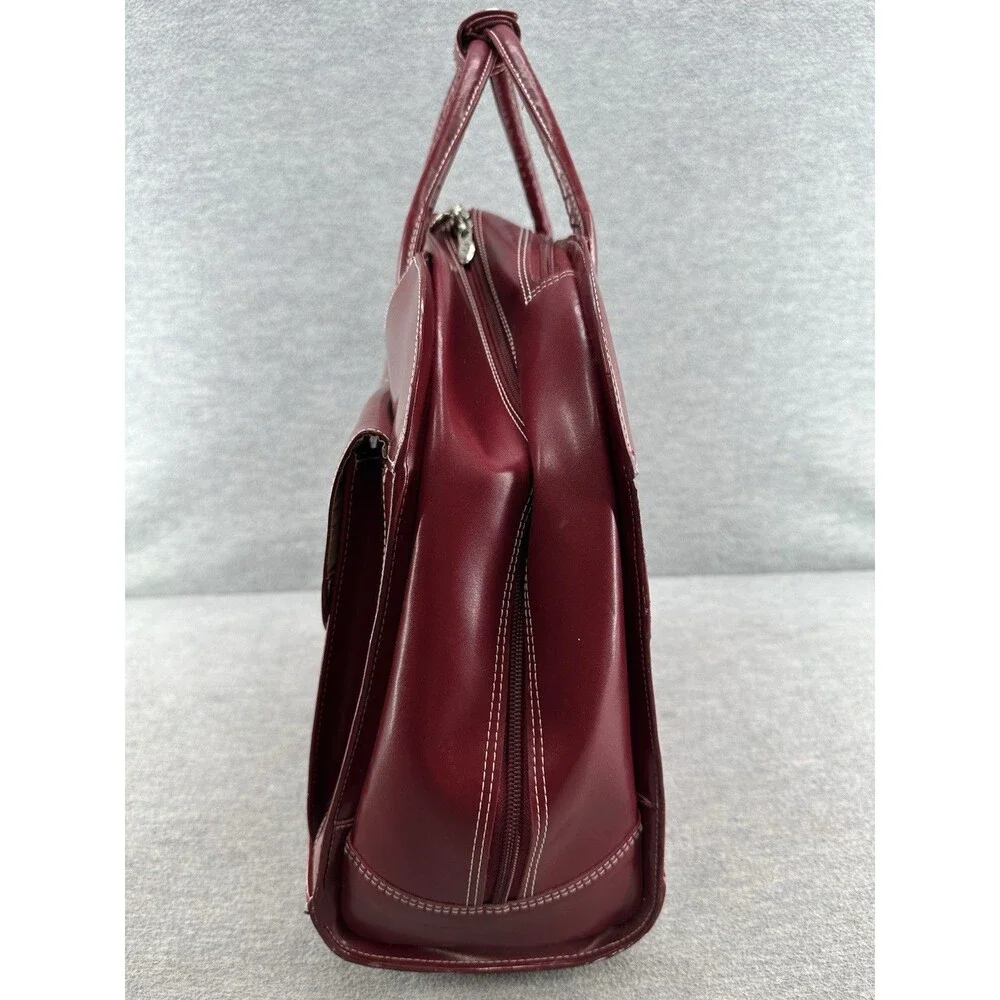 McKLEIN Red Leather Wheeled Laptop Case 15.6” Rolling Briefcase
